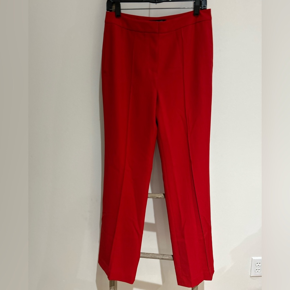 Elie Tahari Red Tailored Dress Pants Women’s Size 8 Side Pockets Wide Leg NWT